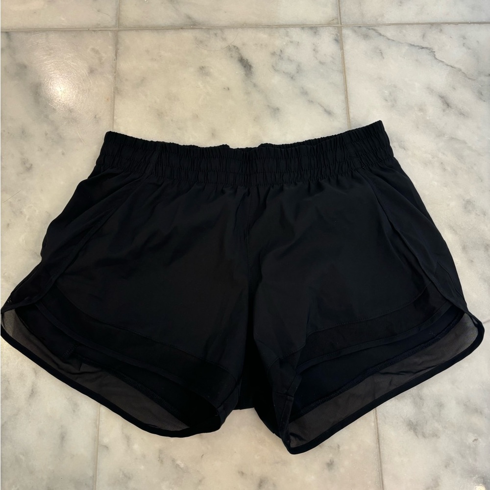 Athleta Women's Black Mesh Racer Shorts